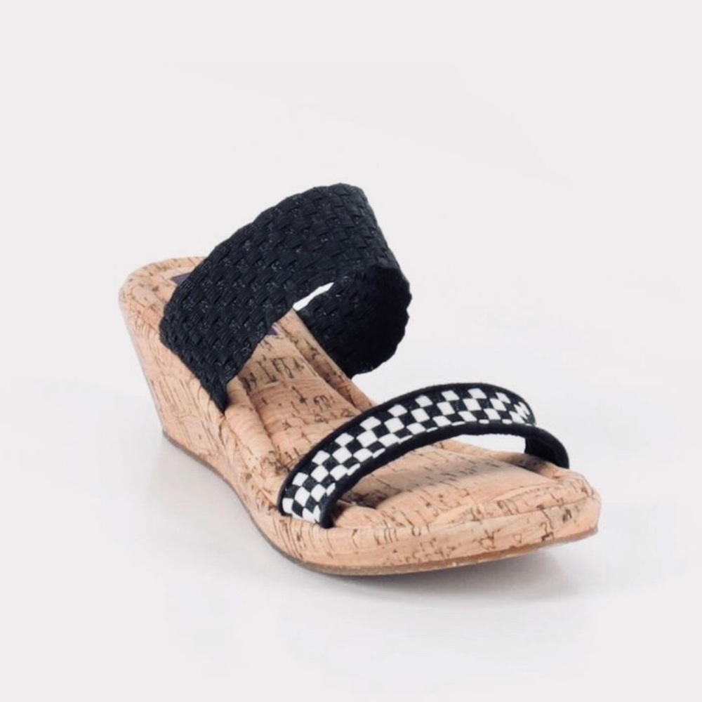 NEW Zee Alexis Sabrina Wedge in Black White Multi